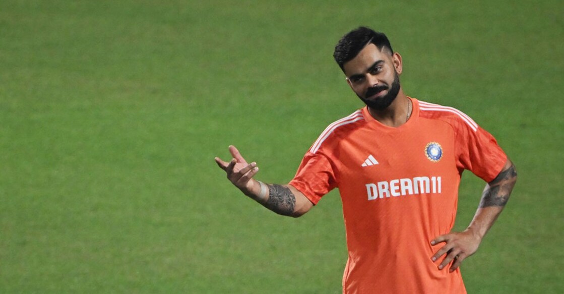 Virat Kohli during a practice session at the Eden Gardens Cricket Stadium in Kolkata. Photo: Dibyangshu Sarkar/AFP