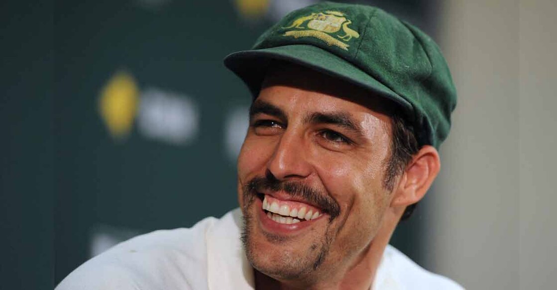 Australia's Mitchell Johnson reacts at a press conference following the final day of the second cricket Test match between Australia and New Zealand in Perth on November 17, 2015. Photo: AFP / Greg WOOD