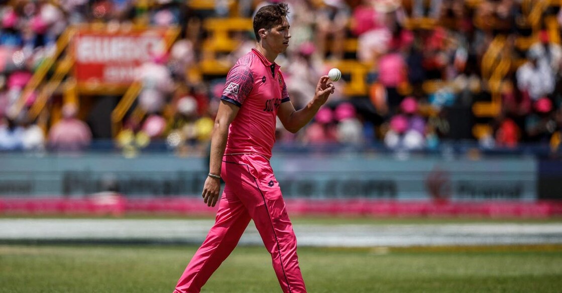 Nandre Burger made his ODI debut in the first match of the ongoing series against India. File photo: AFP/Phill Magakoe 