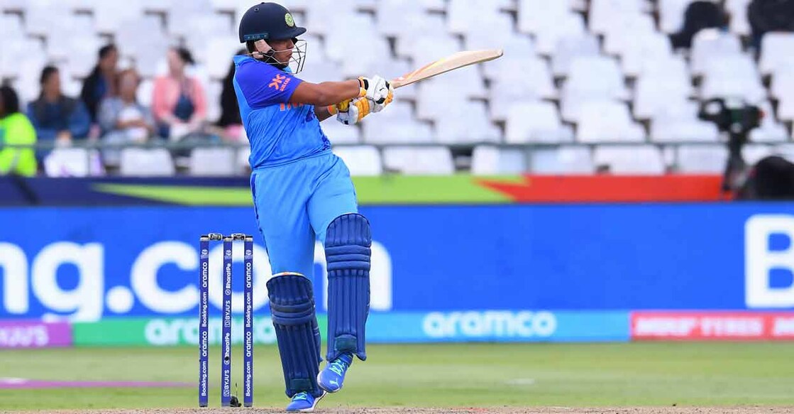 India's Richa Ghosh plays a shot during the Group B T20 women's World Cup cricket match against West Indies at Newlands Stadium in Cape Town on Wednesday. Photo: AFP/Rodger Bosch