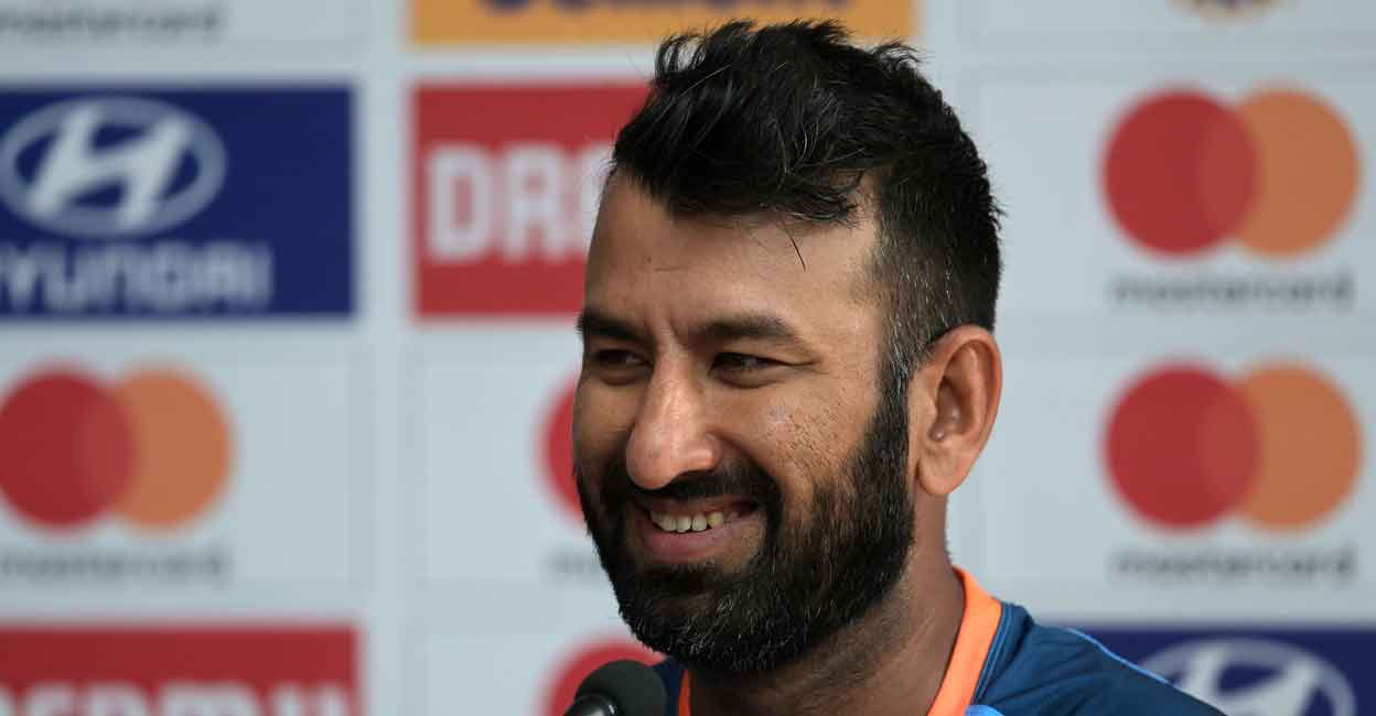 Cheteshwar Pujara during a press conference in New Delhi on Thursday. Photo: AFP/Money Sharma
