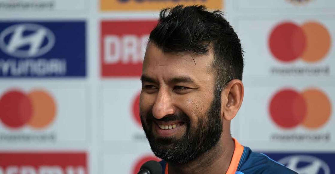 Cheteshwar Pujara during a press conference in New Delhi on Thursday. Photo: AFP/Money Sharma