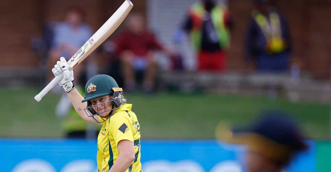 Alyssa Healy Australia's Alyssa Healy celebrates after scoring a fifty against Sri Lanka in the Women's T20 World Cup last week. File photo: AFP/Marco Longari
