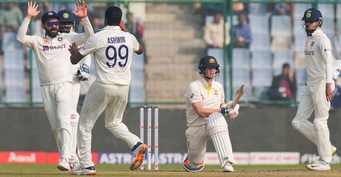 Steve Smith falls to R Ashwin on the third day of the second Test. File photo: PTI/Arun Sharma