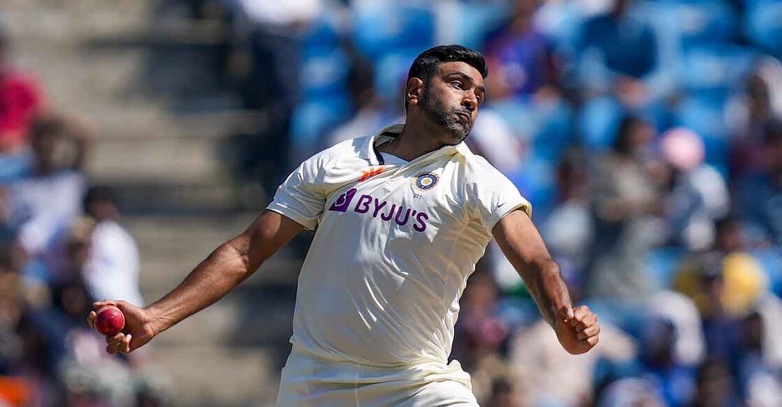 R Ashwin in action on the opening day of the Nagpur Test. Photo: PTI/Vijay Verma