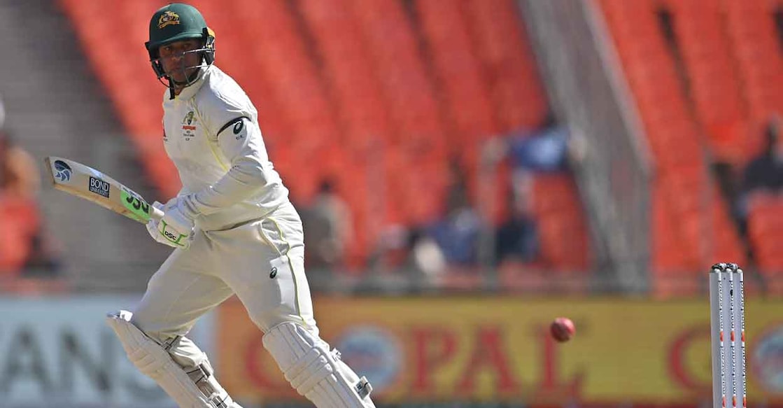 Usman Khawaja hardly played a false shot. Photo: AFP/Punit Paranjpe