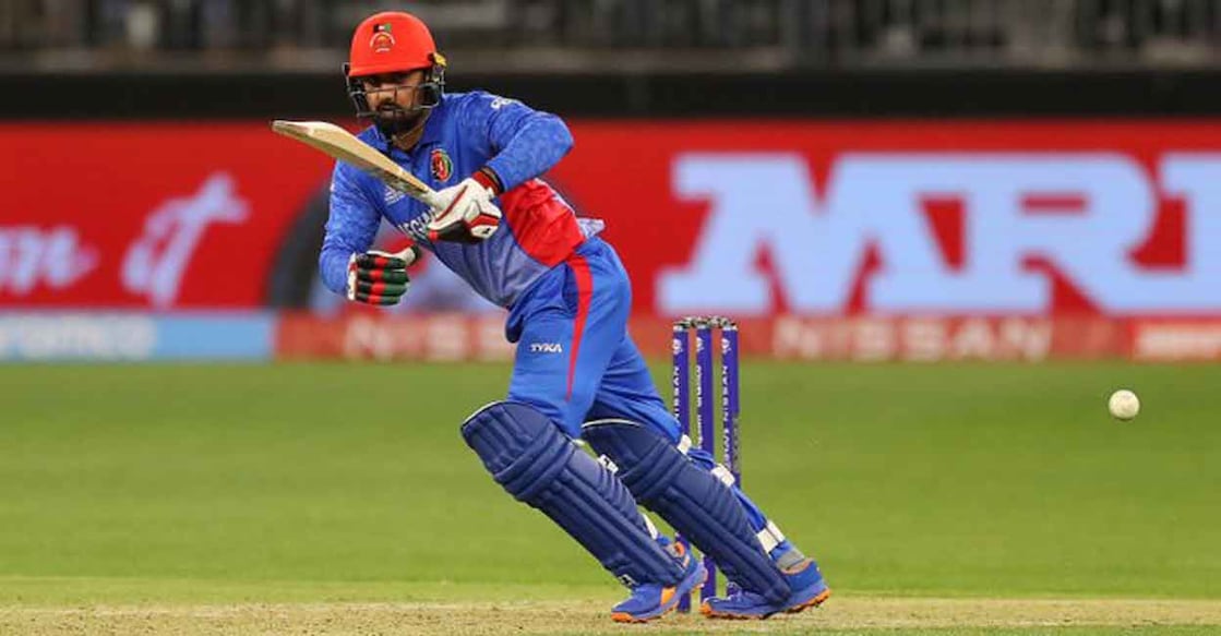 Mohammad Nabi made an unbeaten 38 in the low-scoring contest to go with his two wickets with the ball. Photo: Twitter@ICC