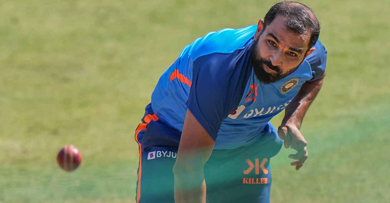 Mohammed Shami during a practice session. File photo: PTI/Ravi Choudhary