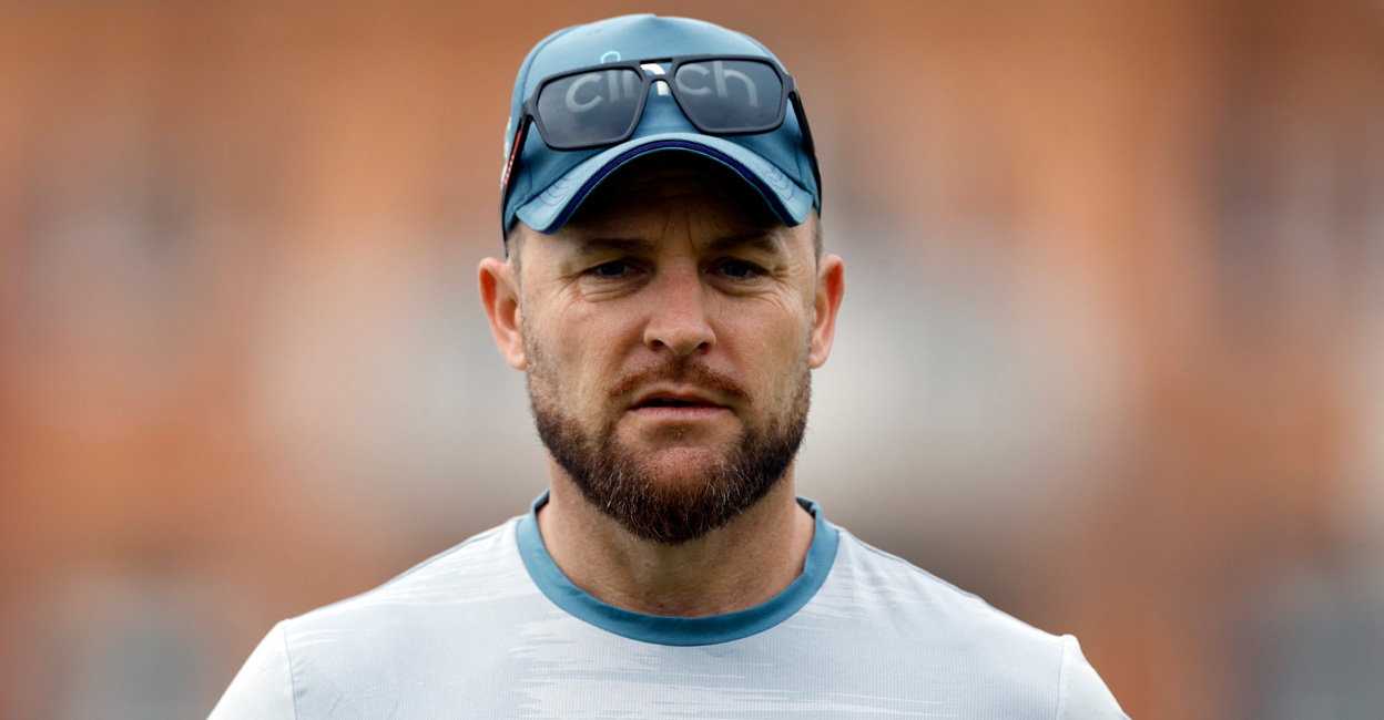 England's coach Brendon McCullum during practice. Photo: Reuters/Peter Cziborra