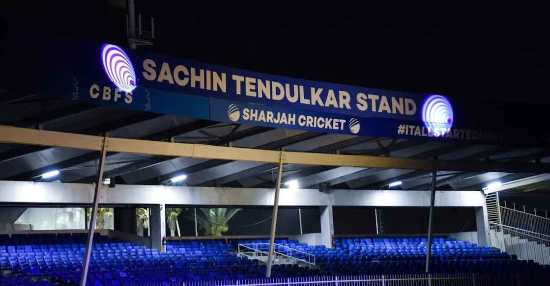 The West Stand at the Sharjah cricket stadium has been renamed the Sachin Tendulkar Stand. Photo: IANS 