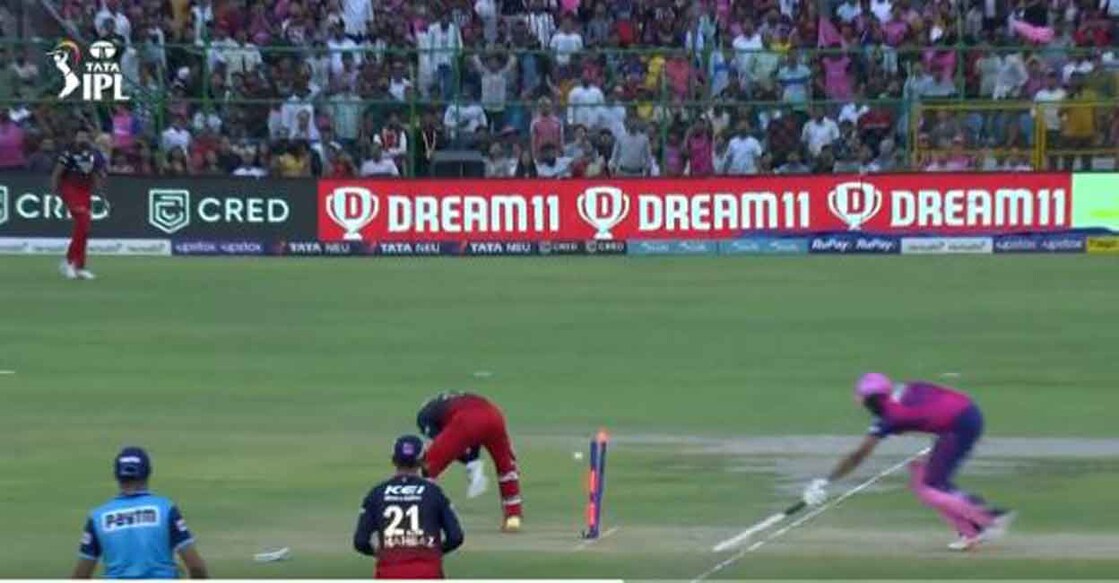 Anuj Rawat catches R Ashwin short of the crease. Photo: Twitter@IPL