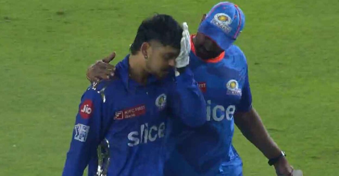 Ishan Kishan leaves the field. Screengrab