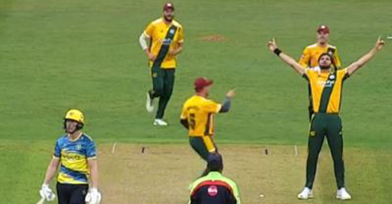 Shaheen Afridi celebrates one of his four strikes. Photo: Twitter@VitalityBlast