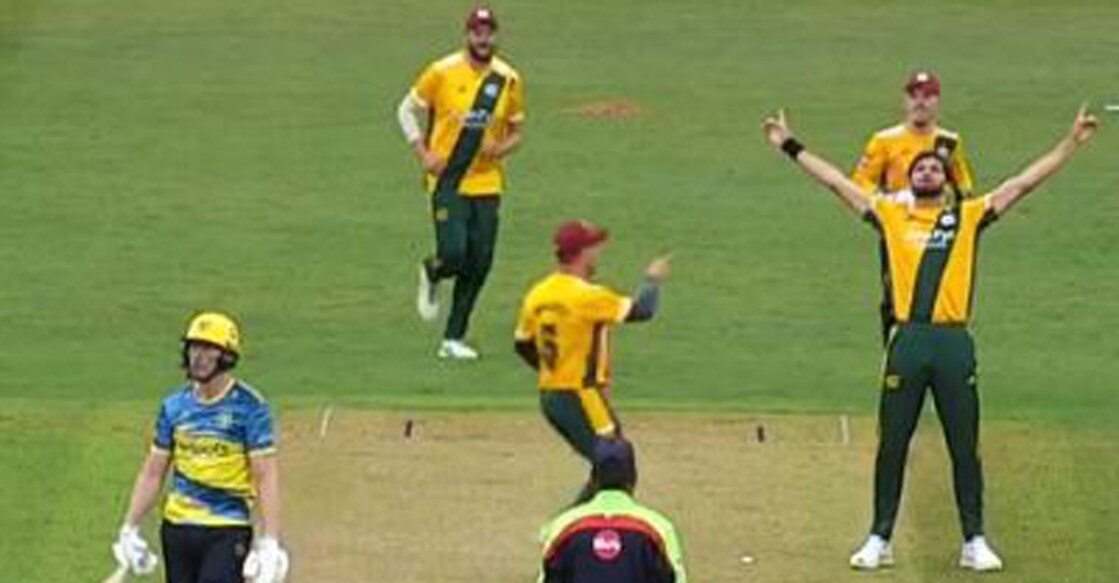 Shaheen Afridi celebrates one of his four strikes. Photo: Twitter@VitalityBlast
