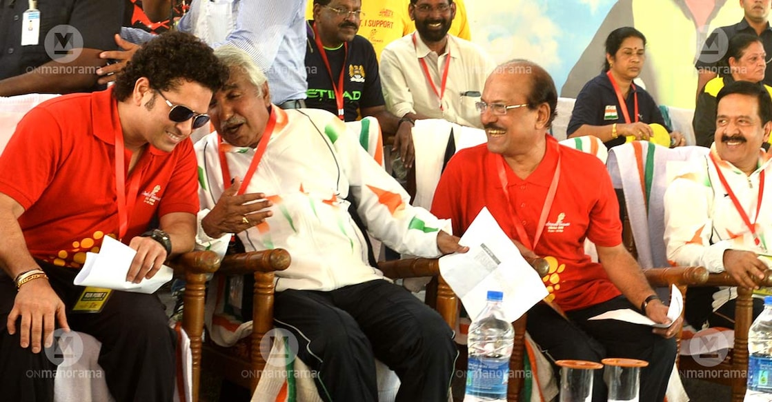 Sachin Tendulkar and Oommen Chandy 