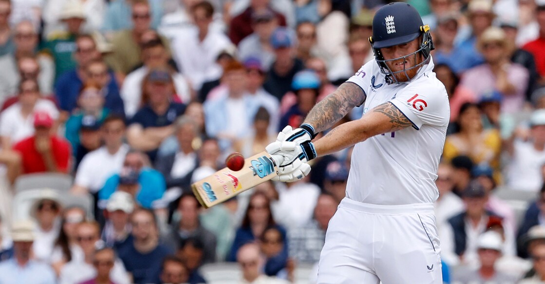 Ben Stokes en route to his hundred. Photo: AFP/Ian Kington 