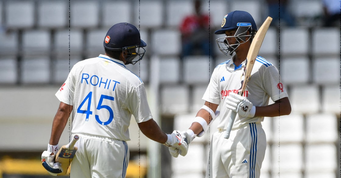 Rohit Sharma and Yashasvi Jaiswal scored 80 and 57 respectively. Photo: Twitter/@BCCI