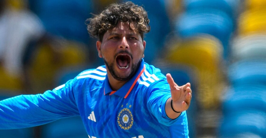 Kuldeep was in his element in the first ODI. Photo: Twitter@BCCI