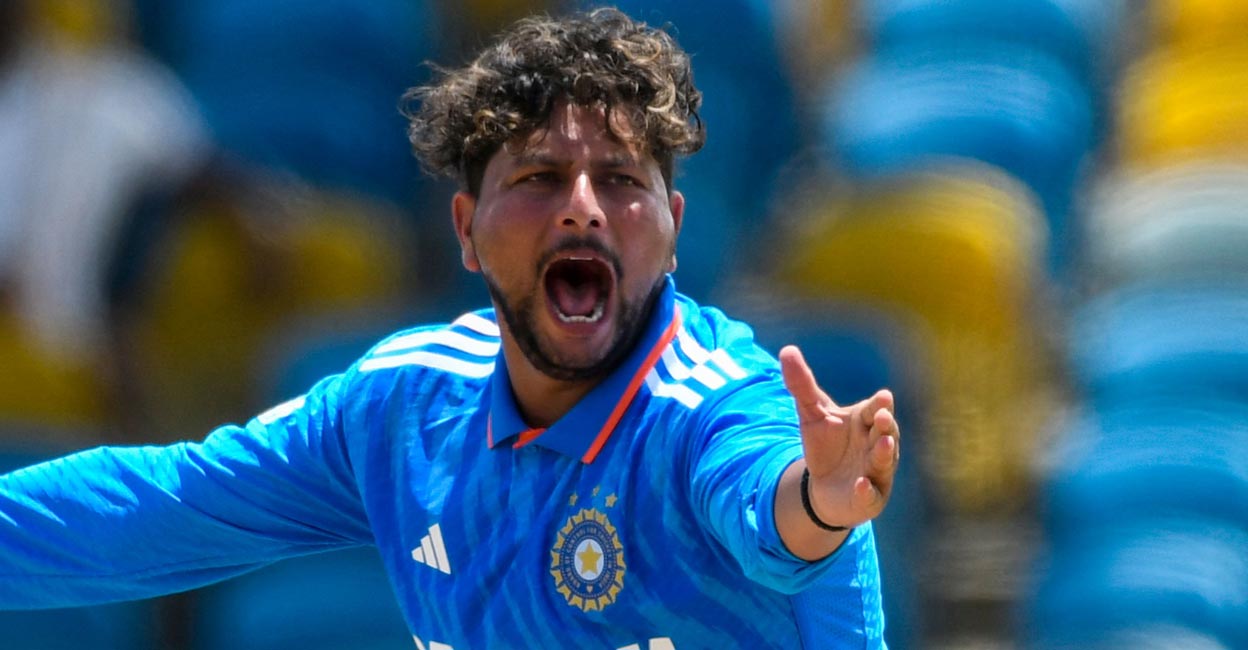 Kuldeep was in his element in the first ODI. Photo: Twitter@BCCI