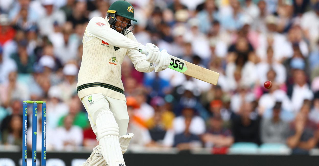 Usman Khawaja smashes one through the off side. Photo: Action Images via Reuters/Paul Childs