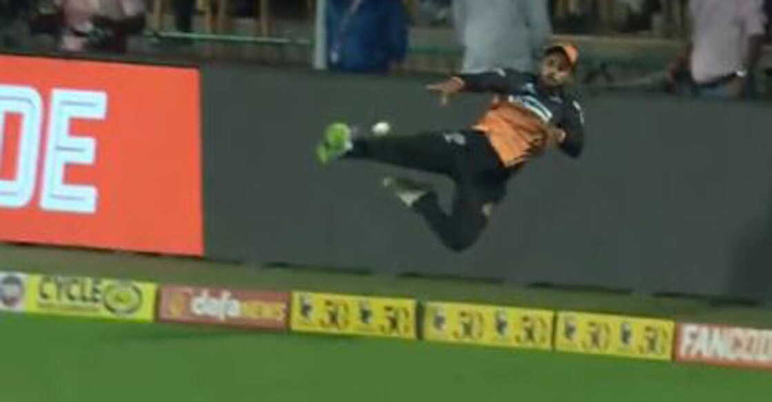 Manish Pandey pulls off a magnificent save. Screengrab