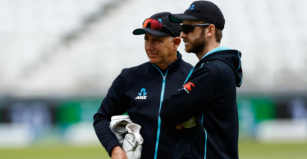 New Zealand's Kane Williamson, right, and head coach Gary Stead. File photo: Action Images: Andrew Boyers via Reuters
