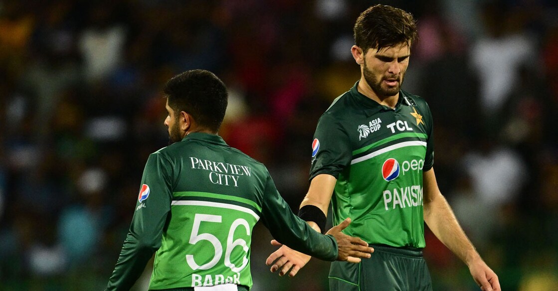 Babar Azam and Shaheen Afridi. Photo: AFP