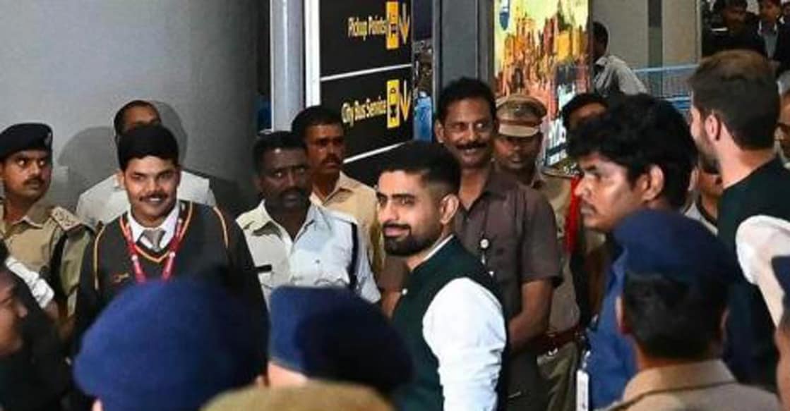 Babar Azam on his arrival at the Hyderabad airport. Photo: Instagram@babarazam