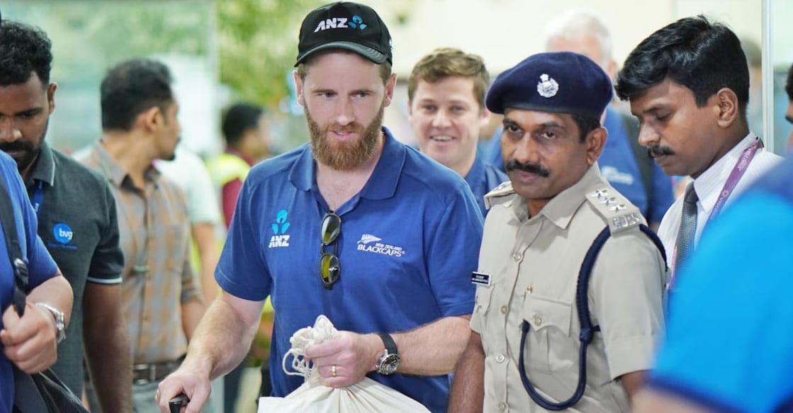 New Zealand skipper Kane Williamson on his arrival at the Thiruvananthapuram airpott. Photo: Special Arrangement