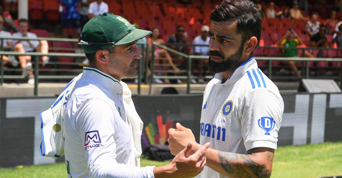 Dean Elgar and Virat Kohli at the end of the Cape Town Test. File photo: AFP/Rodger Bosch