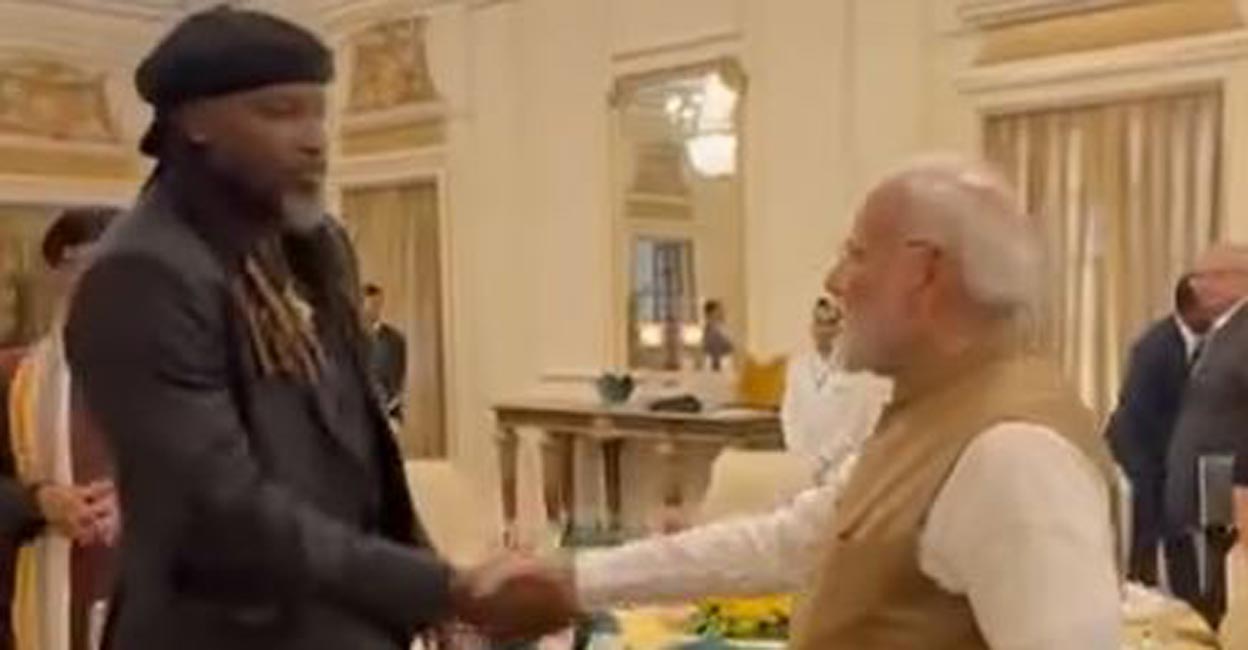Chris Gayle with PM Narendra Modi. Screengrab