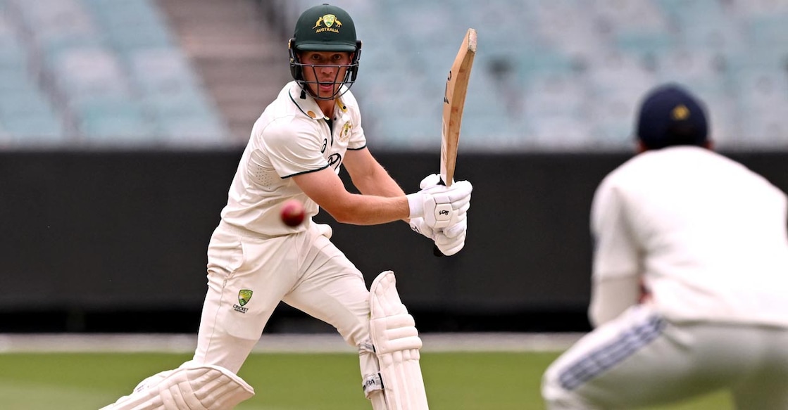 CRICKET-AUS-IND Nathan McSweeney cut his teeth on fast and bouncy pitches at the Gabba. File photo: AFP/William West