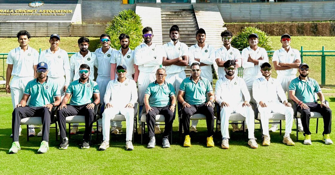 Team Kerala pose after beating Tamil Nadu in the CK Nayudu Trophy. Photo: Special arrangement

