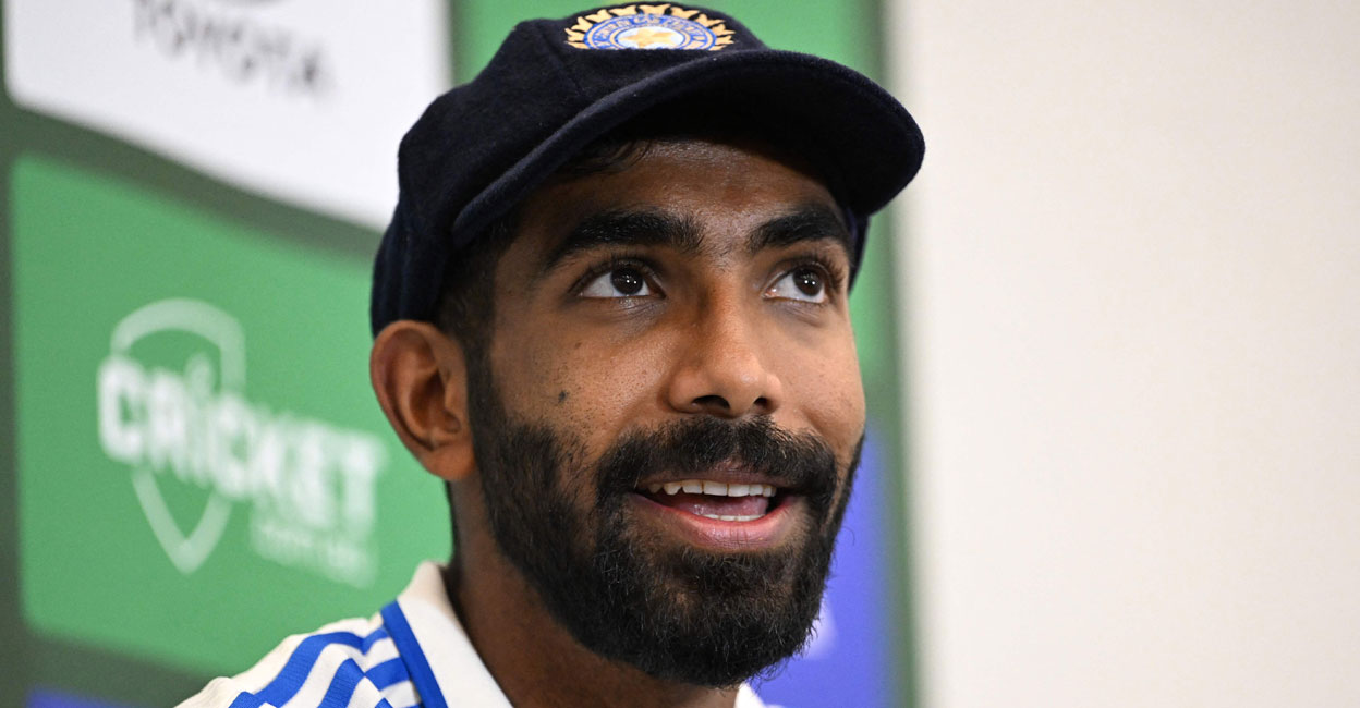 CRICKET-AUS-IND India's captain Jasprit Bumrah speaks during a press conference at Optus Stadium in Perth on November 21, 2024, ahead of the first Test against Australia. Photo: AFP/ Saeed Khan