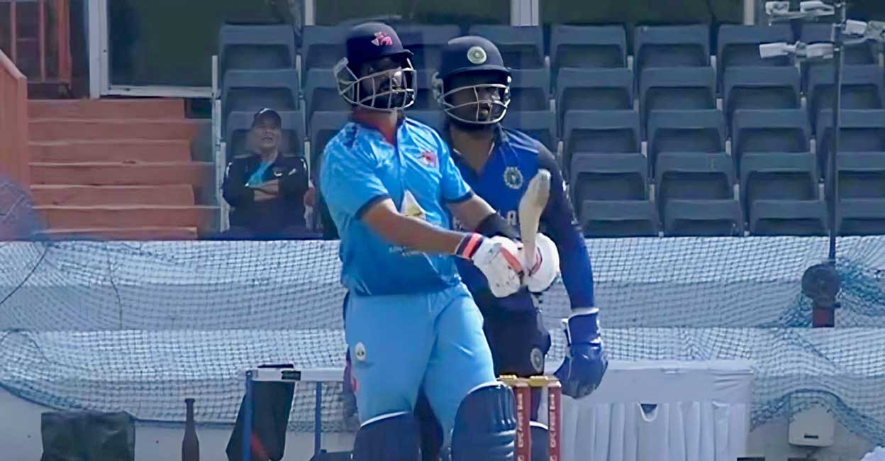 Mumbai's Ajinkya Rahane batting against Sanju Samson-led Kerala in the Syed Mushtaq Ali Trophy T20 match in Hyderabad. Photo: Screengrab/JioCinema