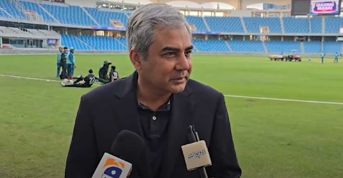 Pakistan Cricket Board (PCB) chairman Mohsin Naqvi talks to journalists in Dubai on Saturday. Photo: Screengrab/YouTube@Pakistan Cricket 