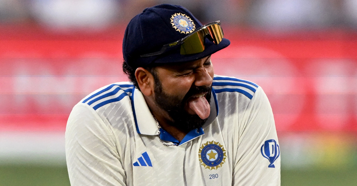 India's captain Rohit Sharma reacts after dropping a catch during the second Test against Australia at the Adelaide Oval in Adelaide on December 6, 2024. Photo: AFP/ William West