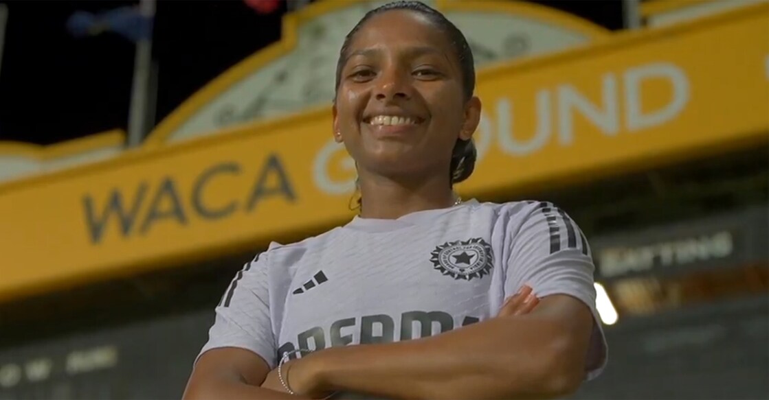 Minnu Mani in Australia. Photo: Screengrab/BCCIWomen