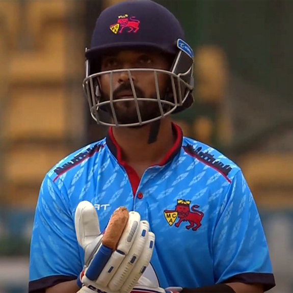 Ajinkya Rahane in action for Mumbai against Baroda. Photo: Screengrab/JioCinema