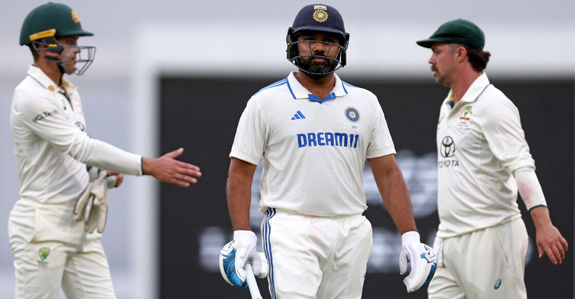 India's captain Rohit Sharma reacts as he walks off the ground after bad light stopped play on day three of the third Test against Australia at The Gabba in Brisbane on December 16, 2024. Photo: AFP/ David Gray