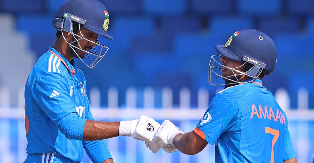 India U-19 skipper Mohamed Amaan (right) scored an unbeaten 122 against Japan U-19. Photo: X/@BCCI
