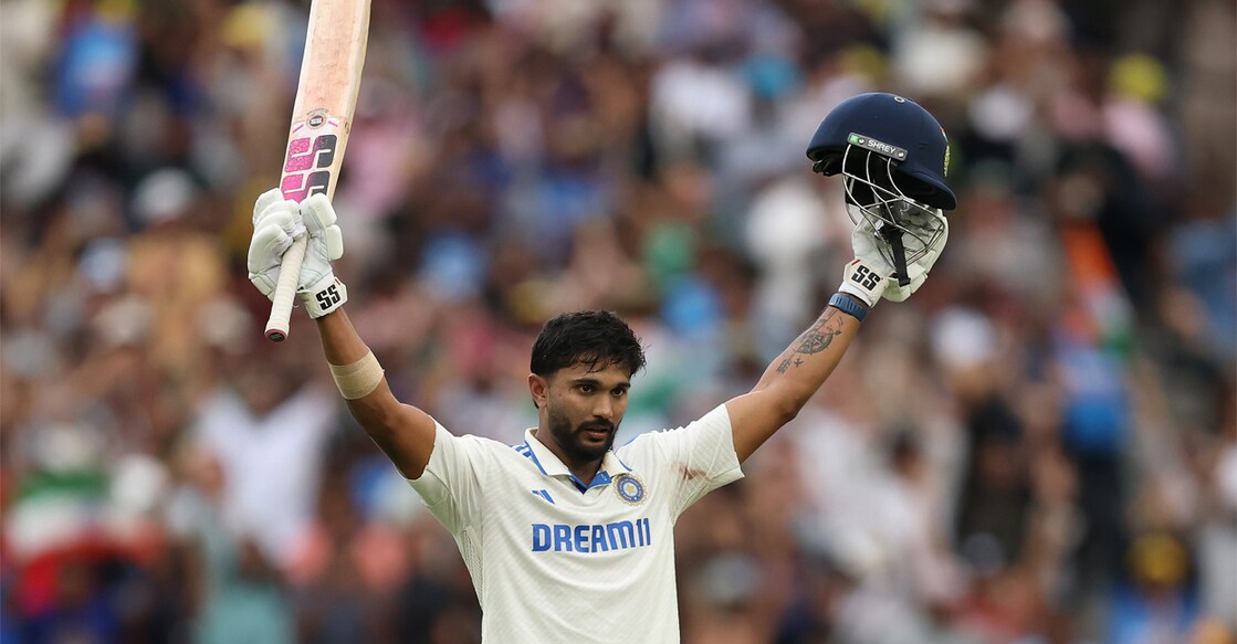Nitish Kumar Reddy celebrates his century. Photo: X/@BCCI