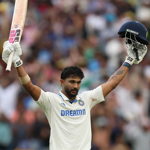 Nitish Kumar Reddy celebrates his century. Photo: X/@BCCI