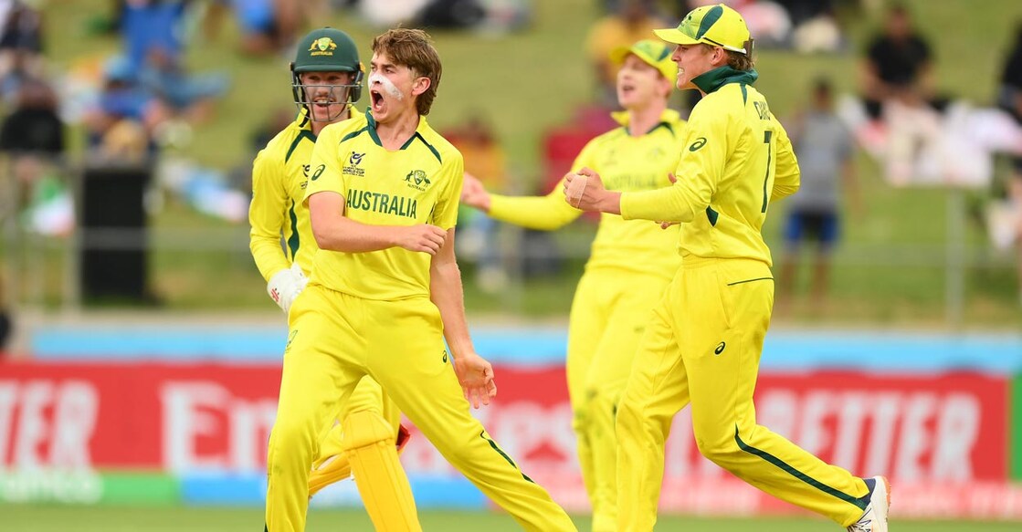 Australian players celebrate a wicket in the final. Photo: X@ICC