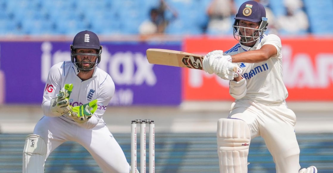 Yashasvi Jaiswal en route to his third Test ton. Photo: PTI/Kunal Patil