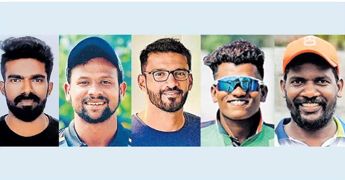 From left: Vivek K Mohan, K L Mansoor, Ashique Ali, K K Hareesh Kumar and B Sumesh.