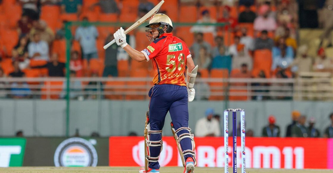 Sam Curran celebrates his fifty. Photo: X@IPL