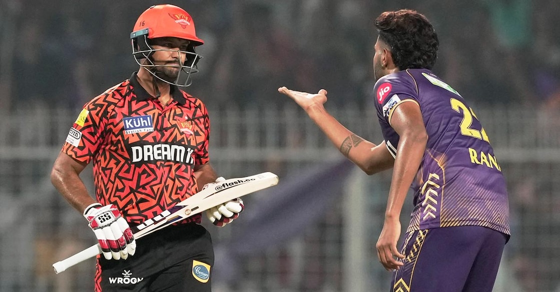 Harshit Rana fined After dismissing Agarwal, Rana walked in front of the SRH opener and blew him a flying kiss. Photo: PTI/Swapan Mahapatra