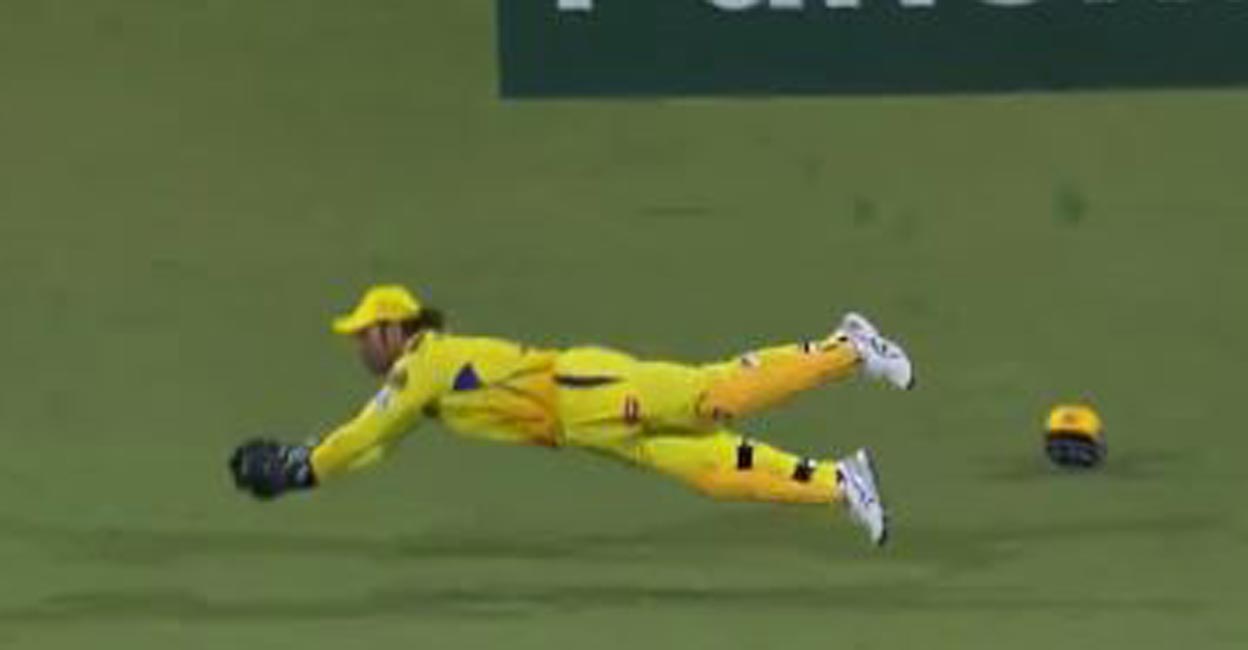 Dhoni turns the clock back with diving catch | Video
