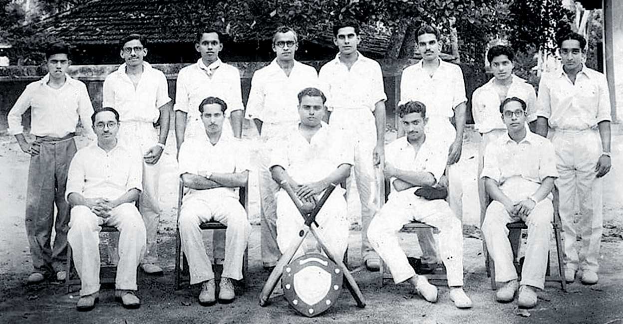 The winning cricket team of the 1st Thrippunithura knockout cricket tournament 1951. P Ravi Achan (4L sitting). Photo: Special Arrangement